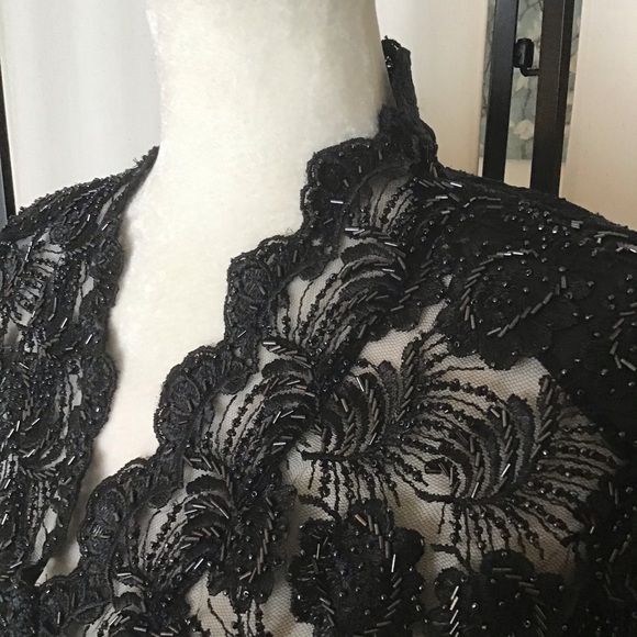 Ethereal Luxurious Naga Milo Black Lace Beaded Blouse Size Small - Picture 4 of 8